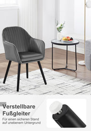 Juego de 6 sillas de comedor WOLTU, para dormitorio, cocina, salón, sillas de cocina tapizadas con reposabrazos, patas de madera maciza, asiento de terciopelo, gris oscuro
