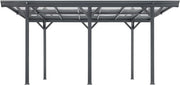 Cochera Juskys con techo plano 5x3 m - Cubierta de aluminio con placas alveolares - Refugio para coches - Montaje independiente - Gris oscuro