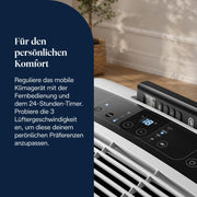 De'Longhi Pinguino - Aire acondicionado portátil 3 en 1, para habitaciones de hasta 27 m², con deshumidificador y ventilador, 9400 BTU, funcionamiento silencioso, mando a distancia, temporizador de 24 h, clase de eficiencia energética A (PACEM82)