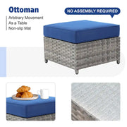 Set de muebles de exterior para patio XIZZI de 13 piezas de mimbre con fogata
