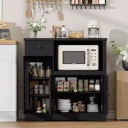 GustoWave Alacena de cocina para microondas con almacenamiento, 3 puertas, 1 cajón y estantes ajustables, gabinete de despensa