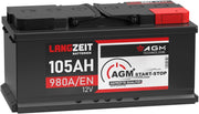 Batería de coche LANGZEIT 105Ah 12V AGM 980A/EN – Batería de automóvil VRLA de alto rendimiento para sistemas Start-Stop