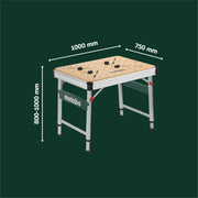Mesa multifunción Metabo MWB 100, banco de trabajo plegable, caballete móvil, 120 kg, incl. 2 sargentos y 4 topes de banco