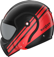 Casco ROOF Boxxer con doble homologación Jet/Integral - Color Sting Negro Rojo - Casco de gama alta en fibra de vidrio - Apertura secuencial con una mano - Oferta directa de fábrica - Garantía de 4 años
