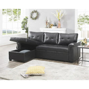 Sofá seccional reversible convertible con cama extraíble, chaise longue con almacenamiento oculto y patas duraderas