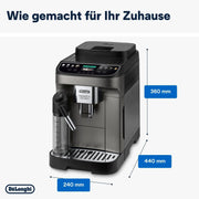 Cafetera superautomática De'Longhi Magnifica Evo ECAM 292.81.B con sistema de leche LatteCrema, 7 botones de selección directa para cappuccino, espresso y otras especialidades de café, función de 2 tazas, negro