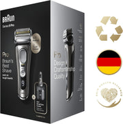 Afeitadora Braun Series 9 Pro Premium para hombre, ganadora del test de Stiftung Warentest, cabezal de afeitado 4+1, afeitadora eléctrica y recortadora, estación de limpieza, 60 min de autonomía, 9465cc, metal noble