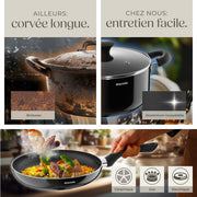 tectake® Set de cocina de 45 piezas, vajilla para 6 personas y batería de cocina, sartenes, ollas, platos llanos, platos hondos, cuencos, tazas, cucharón, espátula, vajilla de gres