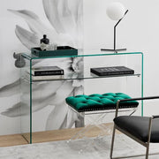 Consola de cristal transparente Meubletmoi de 100 cm con estante - Mesa de entrada de diseño contemporáneo - Ice