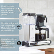 Moccamaster KBG Select, cafetera, cafetera retro, café de filtro, color blanco hueso, 1,25 L