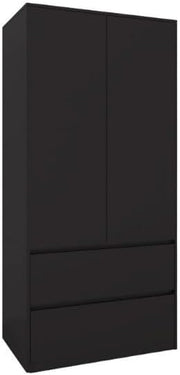 BDW - Armario con cajones - Armario de 90 cm de ancho, 181 cm de alto, 51 cm de fondo - Armario de pasillo de 2 puertas, con barra para ropa y estantes - para dormitorio, niños, pasillo - Negro