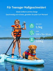 Tabla de Stand Up Paddle Niphean con asiento, tabla de SUP (ultraligera) para mujer, tabla de paddle surf con aleta estabilizadora StabilTrac +30%, tabla de paddle inflable antideslizante, apta para yoga y mascotas