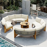 Conjunto de muebles de exterior para 6 personas con cojines y 1 mesa de centro