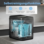 Máquina de hielo Comfee' RCI12BL1EU(E), 8 cubitos en 6 min, 12 kg/24 h, depósito de agua de 1,3 l, función de autolimpieza, máquina de hielo compacta en forma de bala, incluye pala y cesta para el hogar – Negro