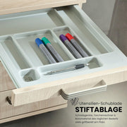Contenedor con cajones bümö, archivador de madera bloqueable en arce: carrito para oficina como cajonera de escritorio, contenedor de oficina o archivador de escritorio con tiradores de barra