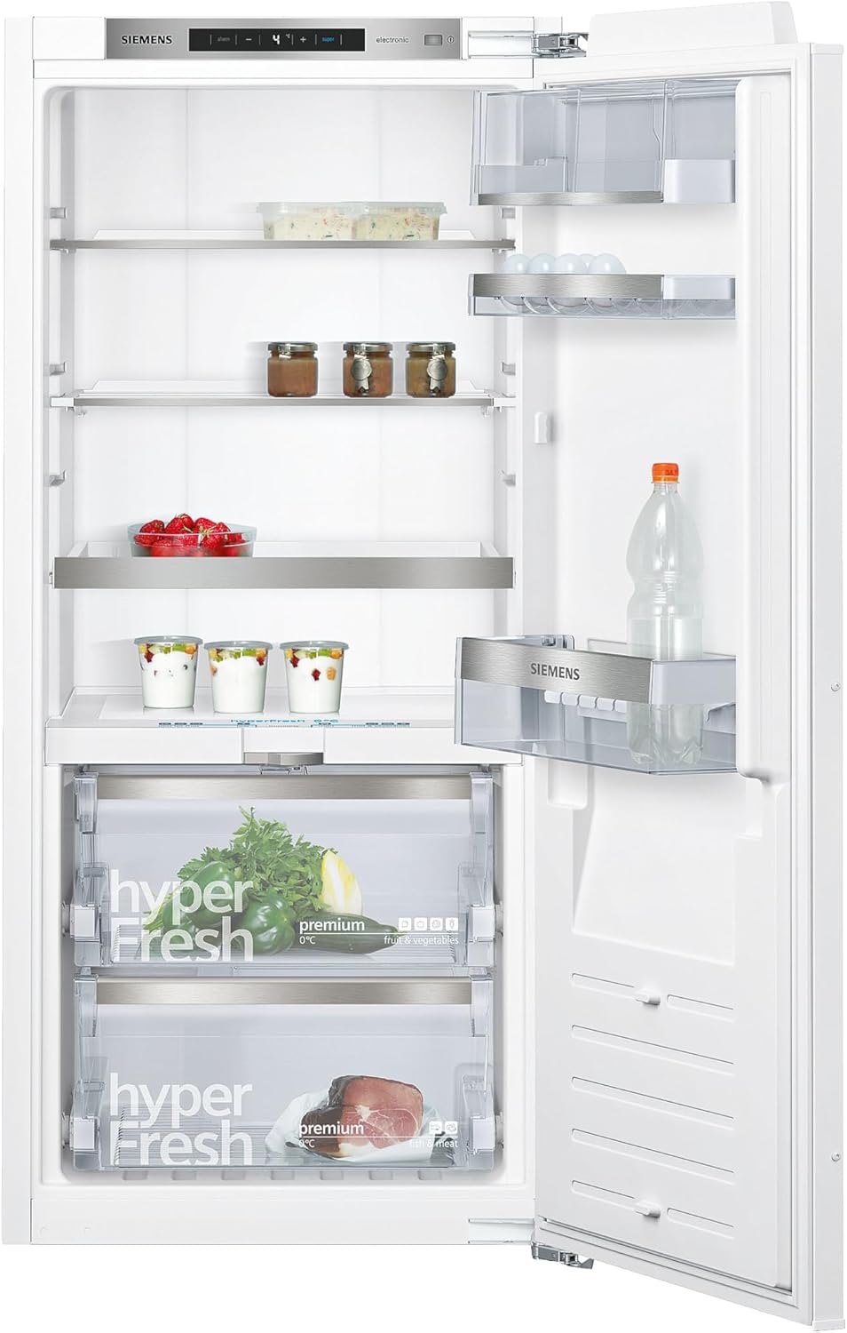 Refrigerador integrable Siemens KI41FADE0 iQ700, 138 kWh al año, 187L, hyperFresh Premium 0°, iluminación LED, superCooling, bisagra plana
