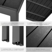 tectake® Mesa de jardín, mesa de comedor exterior, mesa de balcón con aspecto de madera, mesa de terraza con marco de aluminio, muebles de jardín resistentes a la intemperie, 90x90x74,5 cm, mesa para jardín, salón, conjunto de asientos - negro