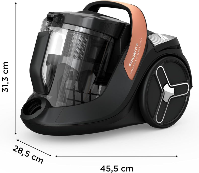 Aspiradora sin bolsa Rowenta Green Force Cyclonic Effitech, 2,5 L, 68 dB(A), bajo consumo, alta filtración, diseño ecológico, fabricada en Francia RO7C30EA