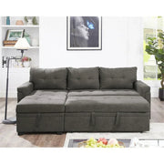 Sofá seccional reversible convertible con cama extraíble, chaise longue con almacenamiento oculto y patas duraderas