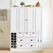 Despensa de cocina independiente Whisen de 71'' de altura, armario de almacenamiento grande para comedor, alacena con 4 puertas plegables, estantes y botelleros