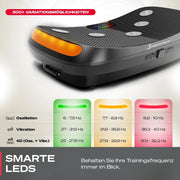 Plataforma vibratoria 4D VP400 hasta 40 Hz con 3 modos de entrenamiento, altavoz Bluetooth, pantalla táctil y capacidad de carga de 120 kg