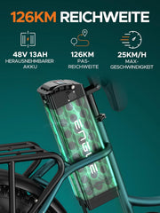 Bicicleta eléctrica ENGWE L20 Boost para adultos, batería extraíble de 48V 13Ah, autonomía de hasta 126 km, neumáticos anchos de 20x4,0, bicicleta eléctrica de 7 velocidades
