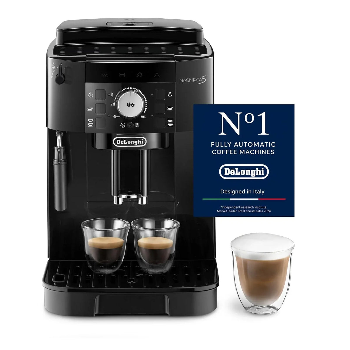 Cafetera superautomática De'Longhi Magnifica S con espumador de leche, espresso y capuchino, panel de control, negro ECAM11.112.B