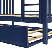 Litera de madera maciza Max & Lily, individual sobre matrimonial con nido de almacenamiento y escalera para niños