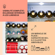 KLARSTEIN Mininevera para dormitorio y oficina, silenciosa, nevera bar 60L, para camping, estantes ajustables, ondulados para vino, latas, frigorífico de cerveza