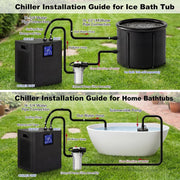 Enfriador para baño de hielo, kit de enfriador de agua de 1/3 HP para baño de hielo, dispositivo de refrigeración de 300L con pantalla táctil, control remoto, 39-122℉, con bomba y filtro para recuperación y terapia en casa