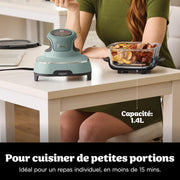 Freidora de aire portátil Ninja CRISPi, 3,8 L, 4 en 1: Freír sin aceite, Asar, Mantener caliente, Recrujiente, Diseño compacto, 2 recipientes con tapas, 1700 W, Salvia FN101EUSG