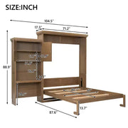 Cama Murphy tamaño queen Whisen Wood con múltiples estantes de almacenamiento y decoración estilo persiana