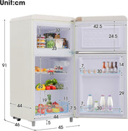Refrigerador con congelador Merax, combinación frigorífico-congelador, frigorífico pequeño con 51L y congelador de 21L, silencioso, LED, estantes de vidrio, cajón para verduras, estantes en la puerta, para cocina, sala de estar, oficina, negro