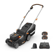 Cortacésped WORX WG737E Nitro 40V 2x20V sin escobillas, ancho de corte 37cm, 6 posiciones, saco recolector 40L, con 2 baterías 4Ah y cargador dual