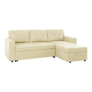 Sofá seccional reversible convertible con cama extraíble, chaise longue con almacenamiento oculto y patas duraderas