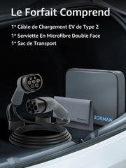 Cable de carga para coche eléctrico bokman tipo 2 (22 kW, 5 metros), impermeable IP55, carga rápida y segura compatible con Model3/e-208/500-e (cable T2)