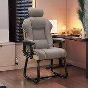 Silla ejecutiva ergonómica de cuero con respaldo alto color amarillo