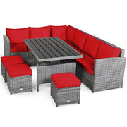 Conjunto de comedor de ratán para patio de 7 piezas Costway, sofá seccional y otomana - Ver detalles