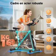 Bicicleta Estática, Bicicleta de Interior Ultrasilenciosa DMASUN, Bicicleta Estática con Resistencia de Ajuste Continuo, Cardio en Casa, Manillar y Sillín Ajustables, Portabotellas, Capacidad 160 kg