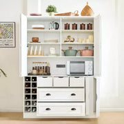 Despensa de cocina independiente Whisen de 71'' de altura, armario de almacenamiento grande para comedor, alacena con 4 puertas plegables, estantes y botelleros