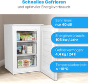 Congelador Bomann 87L | Congelador pequeño con rango de temperatura ≤ -18°C | 3 cajones | Congelador con bisagra de puerta reversible | Congelador pequeño GS 7253 blanco