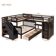 Litera en forma de L Whisen Modern Design, cama individual sobre matrimonial, con 3 cajones, escritorio portátil y armario