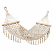 Hamaca de macramé de algodón beige 200x150 cm