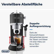 De'Longhi Dedica Style EC 685.M – Cafetera espresso de bomba tradicional, con espumador de leche profesional, solo 15 cm de ancho, para café molido o monodosis ESE, depósito de 1 l, plata