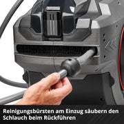 Enrollador de manguera a batería Einhell GE-HR 18/30-1 Li-Solo Power X-Change (18 V, enrollado automático de manguera, giratorio hasta 180°, soporte de pared, manguera de jardín de 30 m y rociador, sin batería)