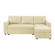 Sofá seccional reversible convertible con cama extraíble, chaise longue con almacenamiento oculto y patas duraderas
