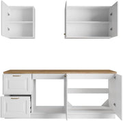 Vente-unique - Cocina completa - con encimera de 200 cm - Blanco y Natural - CELOMIA
