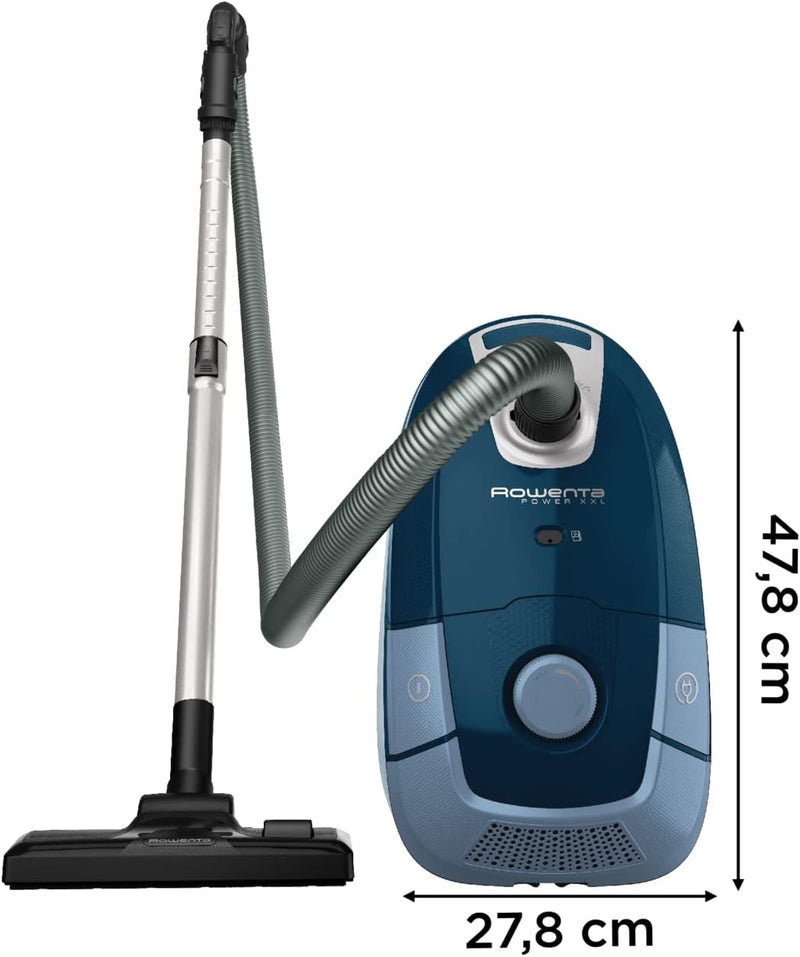 Aspiradora con bolsa Rowenta, capacidad XXL de 4,5 L, motor de bajo consumo de 900 W máx., alto rendimiento, con accesorios, Power XXL Animal Kit, azul RO3172EA