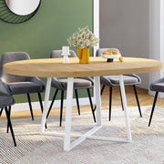 IDMarket - Mesa de comedor redonda extensible Selma de 4 a 8 personas, madera y blanco, 110-150 cm