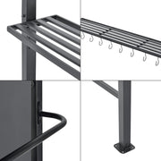 Cenador para barbacoa, toldo de recepción para jardín, tienda con mostrador y ganchos, gazebo robusto para exteriores, acero lacado, poliéster, 215 x 220 x 140 cm, antracita, gris oscuro